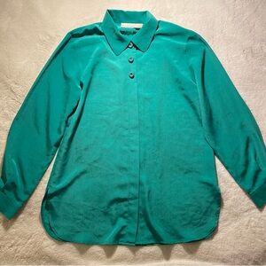 Christine & Jill Vintage Green Button-Up Women's Top Medium